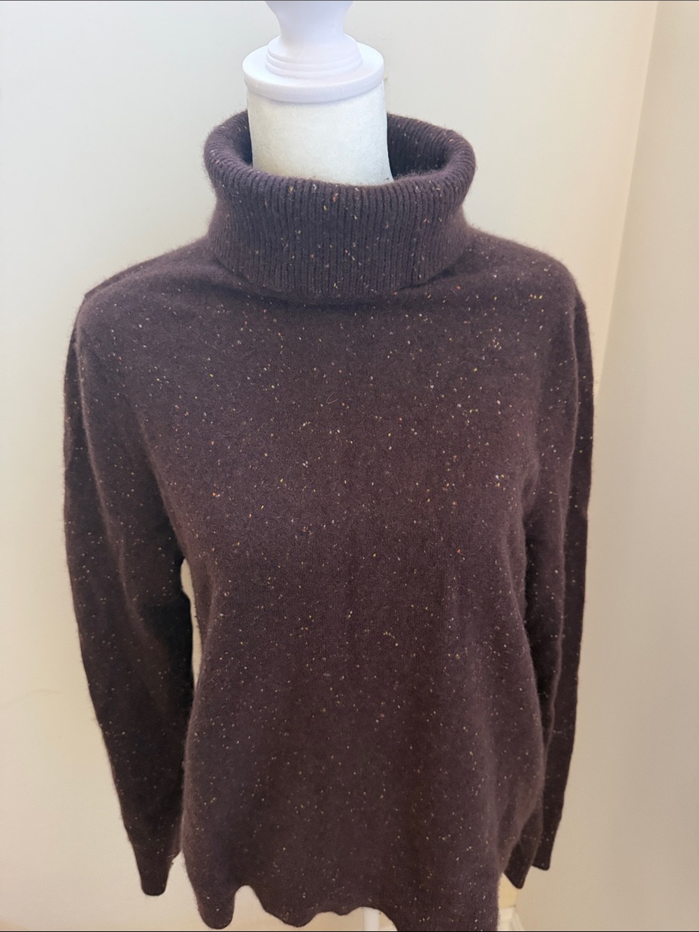 Lands' End Cashmere Dark Purple Speckled Turtleneck Sweater